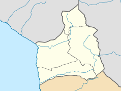 Mapa konturowa Arica y Parinacota, blisko centrum na lewo znajduje się punkt z opisem „Arica”