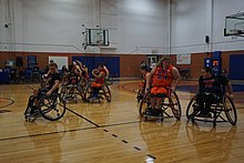 The Lady Movin' Mavs in action against the Arizona Wildcats in 2020 Arizona vs. UT Arlington women's wheelchair basketball 2020 13 (in-game action).jpg