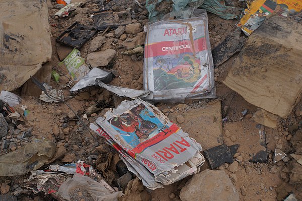 Evidence of E.T., Centipede and other Atari materials uncovered during the excavation