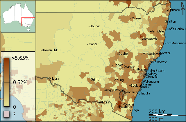 File:Australian Census 2011 demographic map - New South Wales by POA - BCP field 5084 Owned ...