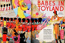Radio Pictures announcement for musical film version of Babes in Toyland (1930) which was never realized. Babes In Toyland (1914 Musical) Announcement.jpg