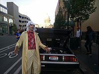 A cosplayer at a "Back to the Future Day" screening in Boise, Idaho