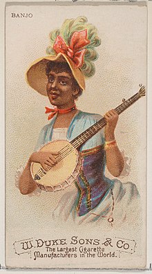 Banjo, from the Musical Instruments series (N82) for Duke brand cigarettes, 1888 Banjo, from the Musical Instruments series (N82) for Duke brand cigarettes MET DPB883184.jpg