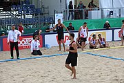 Deutsch: Beachhandball Europameisterschaften 2019 (Beach handball Euro); Tag 3: 4. Juli 2019 – Männer, Platzierungsrunde Gruppe III, Slowenien-Türkei 0:2 (18:18, 22:23) English: Beach handball Euro; Day 3: 4 July 2019 – Men Consolation Round Group III – Slovenia-Turkey 0:2 (18:18, 22:23)