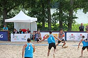 Deutsch: Beachhandball Europameisterschaften 2019 (Beach handball Euro); Tag 2: 3. Juli 2019 – Männer, Vorrunde Gruppe A, Türkei-Deutschland 0:2 (14:22, 16:20) English: Beach handball Euro; Day 2: 3 July 2019 – Men Preliminary Round Group A – Turkey-Germany 0:2 (14:22, 16:20)