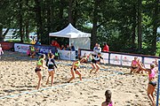 Deutsch: Beachhandball Europameisterschaften 2019 (Beach handball Euro); Tag 1: 2. Juli 2019 – Frauen, Vorrunde Gruppe C, Italien-Griechenland 0:2 (16:28, 10:13) English: Beach handball Euro; Day 1: 2 July 2019 – Women Preliminary Round Group C – Italy-Greece 0:2 (16:28, 10:13)