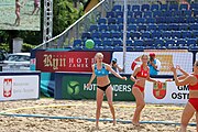 Deutsch: Beachhandball Europameisterschaften 2019 (Beach handball Euro); Tag 5: 6. Juli 2019 – Frauen, Halbfinale, Kroatien-Dänemark 1:2 (12:19, 17:10, 4:7) English: Beach handball Euro; Day 5: 6 July 2019 – Semifinal Men – Croatia-Denmark 1:2 (12:19, 17:10, 4:7)