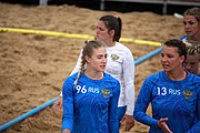 Deutsch: Beachhandball bei den Olympischen Jugendspielen 2018; Tag 6, 12. Oktober 2018; Mädchen, Platzierungsrundenspiel – Russland-Venezuela 2:0 English: Beach handball at the 2018 Summer Youth Olympics at 12 October 2018 – Girl's Consolation Round – Russland-Venezuela 2:0