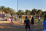 Deutsch: Beachhandball bei den Olympischen Jugendspielen 2018; Tag 3, 9. Oktober 2018; Mädchen, Vorrunde, Gruppe B - Venezuela-Niederlande 1:2 English: Beach handball at the 2018 Summer Youth Olympics at 9 October 2018 – Girls Preliminary Round Group B‎ – Venezuela-Netherlands 1:2