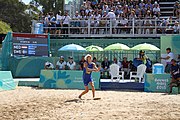 Deutsch: Beachvolleyball bei den Olympischen Jugendspielen 2018; Tag 11, 17. Oktober 2018; Jungen,Finale – Niederlande (Matthew Immers/Yorick de Groot)-Schweden (David Åhman/Jonatan Hellvig) 0:2 (20–22/15–21) English: Beach volleyball at the 2018 Summer Youth Olympics at 17 October 2018 – Final – Netherlands (Matthew Immers/Yorick de Groot)-Sweden (David Åhman/Jonatan Hellvig) 0:2 (20–22/15–21)