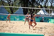 Deutsch: Beachvolleyball bei den Olympischen Jugendspielen 2018; Tag 8, 14. Oktober 2018; Mädchen, Achtelfinale – Mexiko-China 0:2 (15–21/16–21) English: Beach volleyball at the 2018 Summer Youth Olympics at 14 October 2018 – Girls Round of 16 – Mexico-China 0:2 (15–21/16–21)