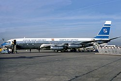 Syrian Boeing 707-300 leased from British Airtours at Paris-Bourget. (1976)