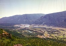 North Bonneville, Bonneville Dam, and surrounding area from Beacon Rock State Park, 1997