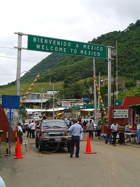 Entrance to Mexico in the Ciudad Hidalgo border crossing