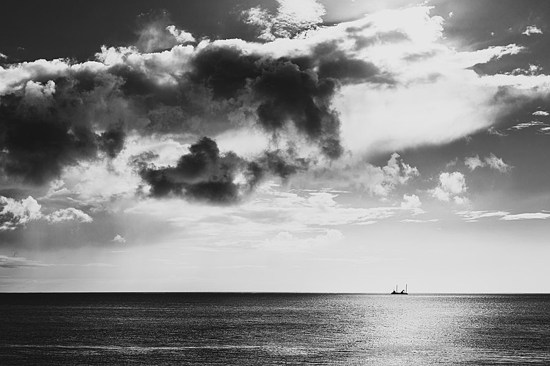 File:Borkum, Reede, Blick auf das Wattenmeer -- 2020 -- 2851 (bw).jpg