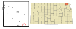 Location within Brown County and Kansas