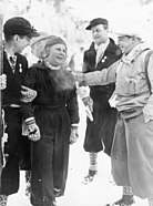 La sportive norvégienne Laila Schou-Nilsen lors des Jeux olympiques d'hiver de 1936, où elle remporta une médaille de bronze en combiné (ski alpin).