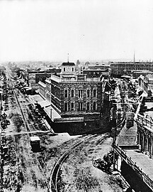 Temple Block, Los Angeles, around 1885