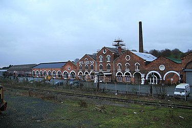 Former Cambrian railway works, Oswestry. Now an antiques warehouse Cambrian Railway works, Oswestry - geograph.org.uk - 316616.jpg