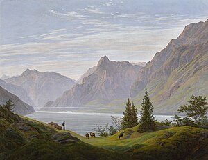 Caspar David Friedrich - Landschaft mit Gebirgssee, Morgen.jpg