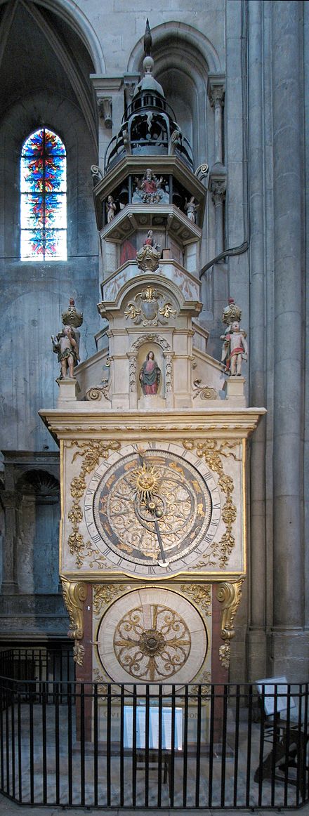 The astronomical clock in St Jean cathedral.