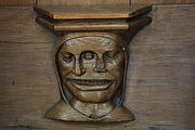 English: Decorations of the choir stalls of the Oude Kerk (church) in Amsterdam