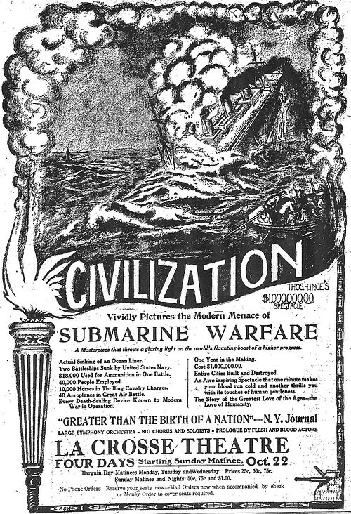 Full-page newspaper advertisement promoting the spectacle of Civilization