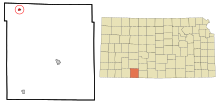 Clark County Kansas Incorporated a Unincorporated areas Minneola Highlighted.svg