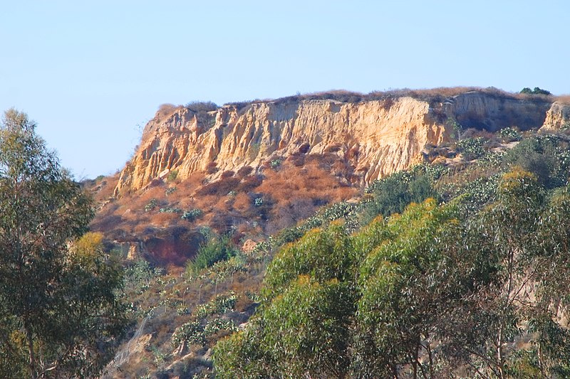 File:Cliffs in Coyote Hills, Fullerton, CA, seen from Ralph B. Clark Park.jpg