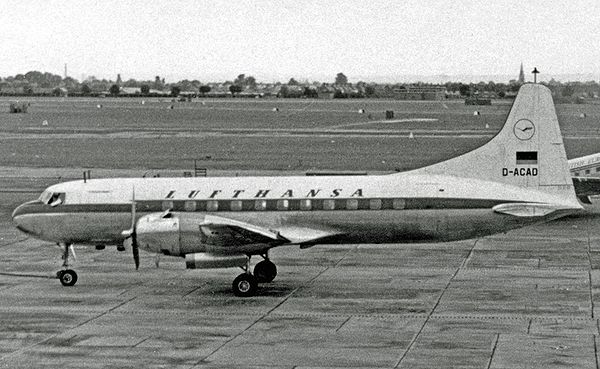 Lufthansa's first aircraft, a Convair 340 (type pictured), was delivered in August 1954.