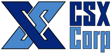 Original logo for the CSX Corporation, emphasizing the "multiplication symbol" X Csx corp logo.svg