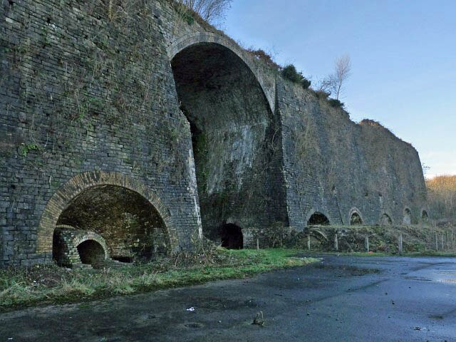 The abandoned Cyfarthfa Ironworks blast furnaces