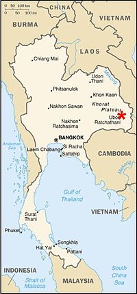 Localização da cidade de Ubon na Tailandia