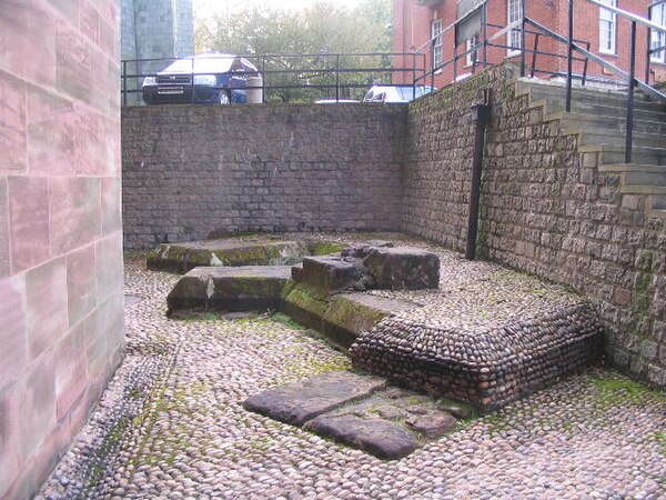 What was once believed to be the remains of the east end of St Mary's, beside the current cathedral.