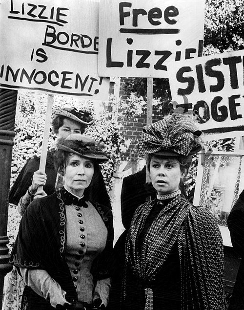 Montgomery (right) and Katherine Helmond as Lizzie and Emma Borden, February 1975