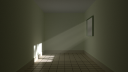 A rendering of volumetric lighting through a window Environment lighting.png