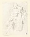 Estudio de figura masculina sentada con capa. Michel-Ange Houasse, antes de 1722. Legado Beroqui.[nota 19]​