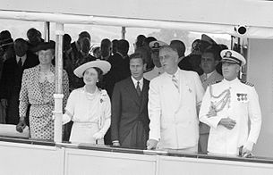 Franklin and Eleanor Roosevelt with George VI and Queen Elizabeth, sailing from Washington, D.C., to Mount Vernon on USS Potomac (June 9, 1939) FDR-George-VI-Potomac-June-9-1939-2-detail-crop.jpg