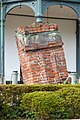 Fallen masonry adjacent to Hassam House in the Sōraku-en garden.