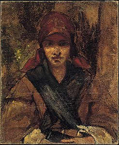 299 Young Peasant Woman in Half Figure label QS:Len,"Young Peasant Woman in Half Figure" 1875 (or c.1866)