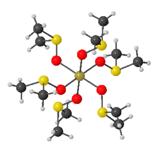 <span class="mw-page-title-main">Transition metal sulfoxide complex</span> Class of coordination compounds containing sulfoxide ligands)