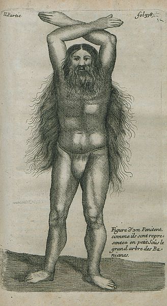 File:Figure d'un Penitent comme ils sont representés en petit soûs le grand arbre des Banianes - Tavernier Jean Baptiste - 1677.jpg