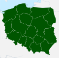 Mapa występowania wiązówki błotnej w Polsce.