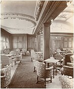 Sala de fumadores de primera clase, hacia 1907.