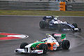 Nakajima following Giancarlo Fisichella at the Chinese GP