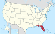 Mapa dos Estados Unidos com a Flórida em destaque