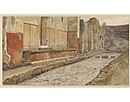 Passerella davanti alla Casa di Epidio Rufo e alla Casa di Epidio Sabino a Pompei acquerello di Luigi Bazzani.jpg