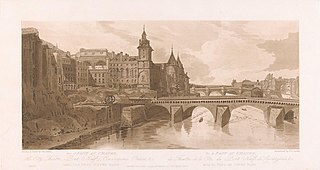 View of Pont au Change, Theatre de la Cite, Pont Neuf and the Conciergerie Prison