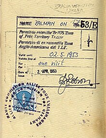 Free Territory of Trieste Diplomatic visa issued in Vienna. Free Territory of Trieste Diplomatic visa issued in Vienna.jpg