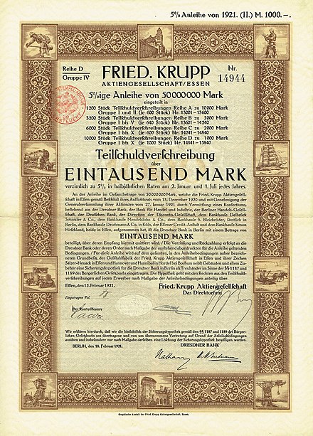Bond of the Fried. Krupp AG, issued 15. February 1921